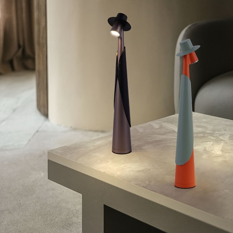 Moderne oppladbar LED-hattlampe | Kreativ berøringsstyrt skrivebordslampe