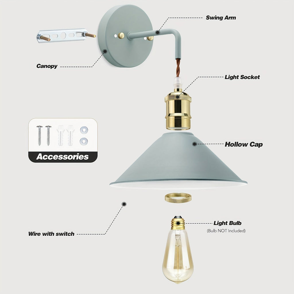 Moderne vegglampe i metall | Industriell vegglampearmatur i oljet finish