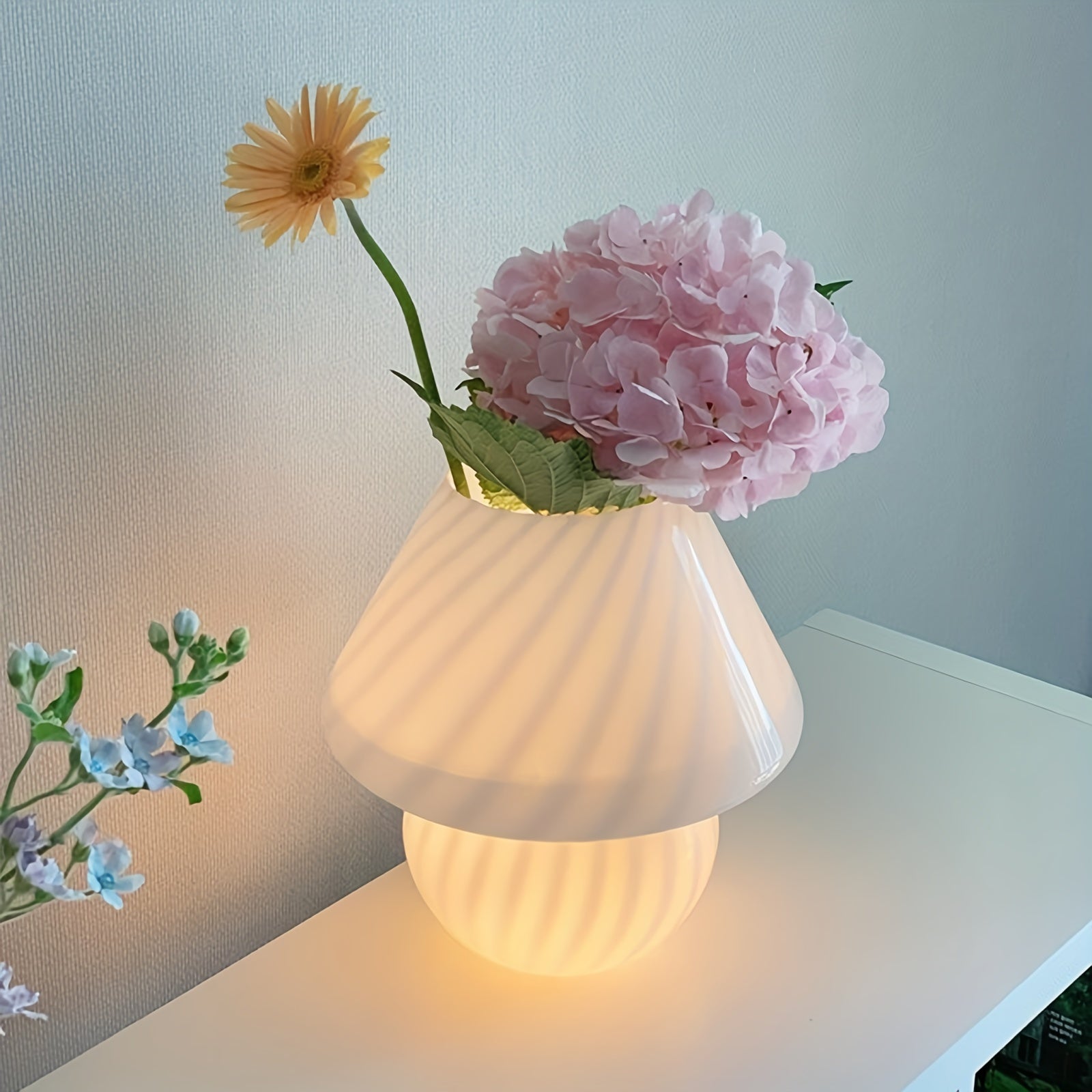 Glassoppbordlampe i Murano-stil | USB-dimbar bordlampe