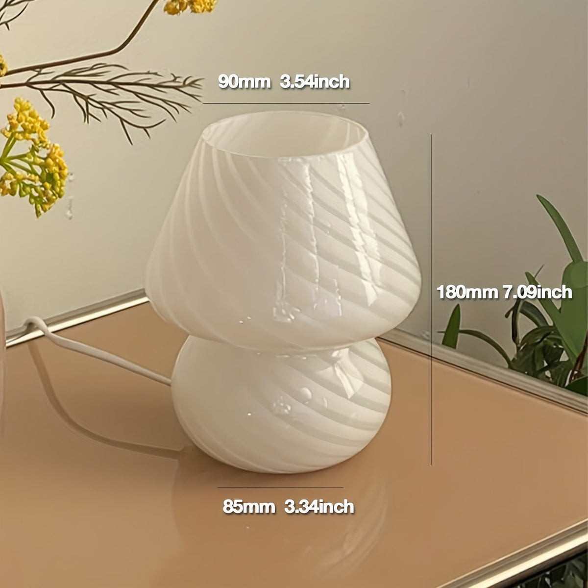 Glassoppbordlampe i Murano-stil | USB-dimbar bordlampe