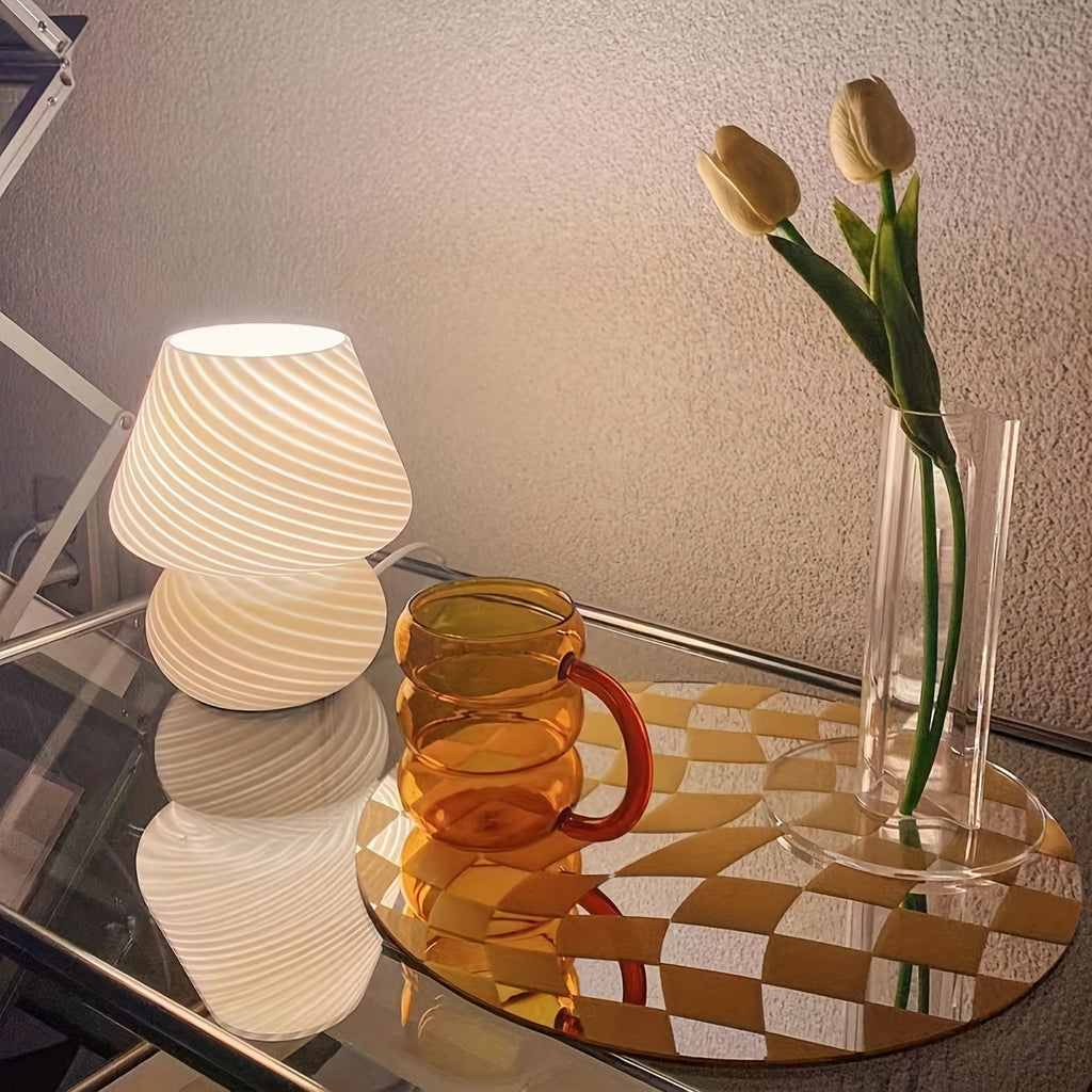 Glassoppbordlampe i Murano-stil | USB-dimbar bordlampe