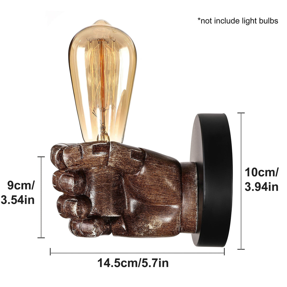 Industriell håndformet vegglampe | E26 veggarmatur i resin