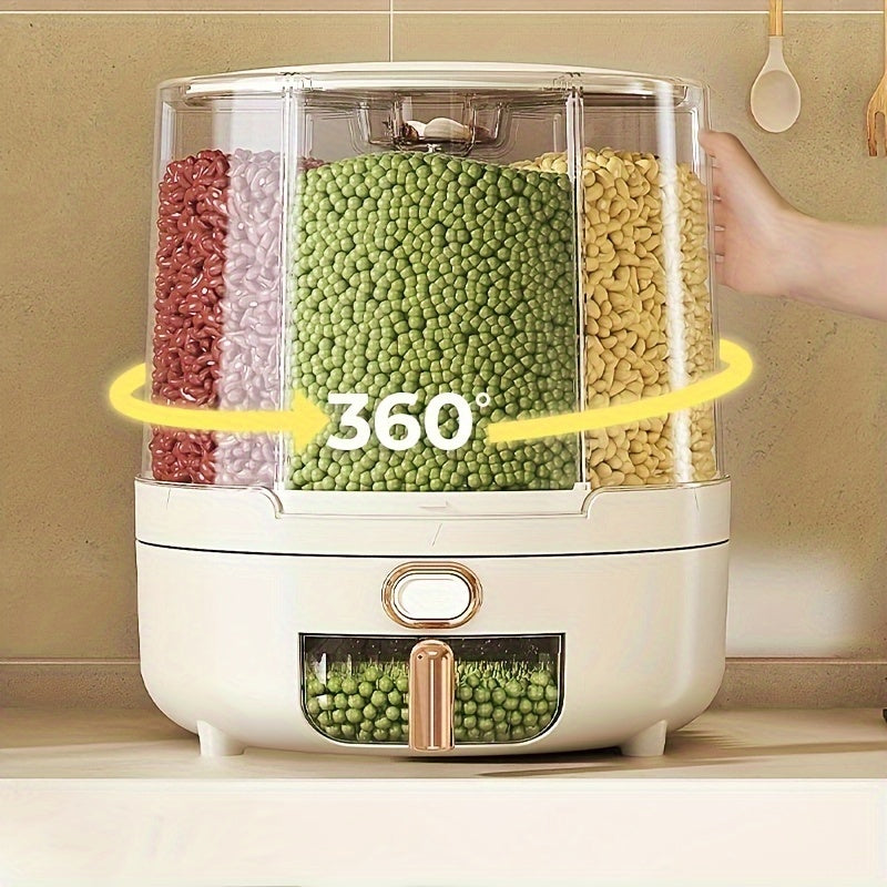 Roterende lufttett oppbevaringsboks | Stor kornbeholder med 360°-design