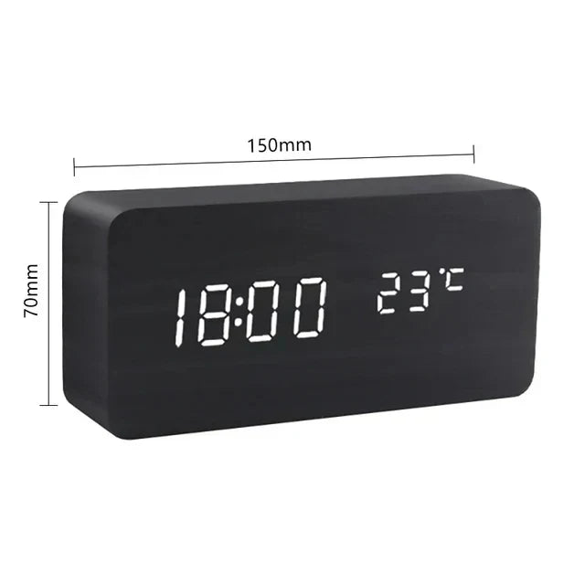 LED smart-vekkerklokke | Moderne stemmestyrt design i tre
