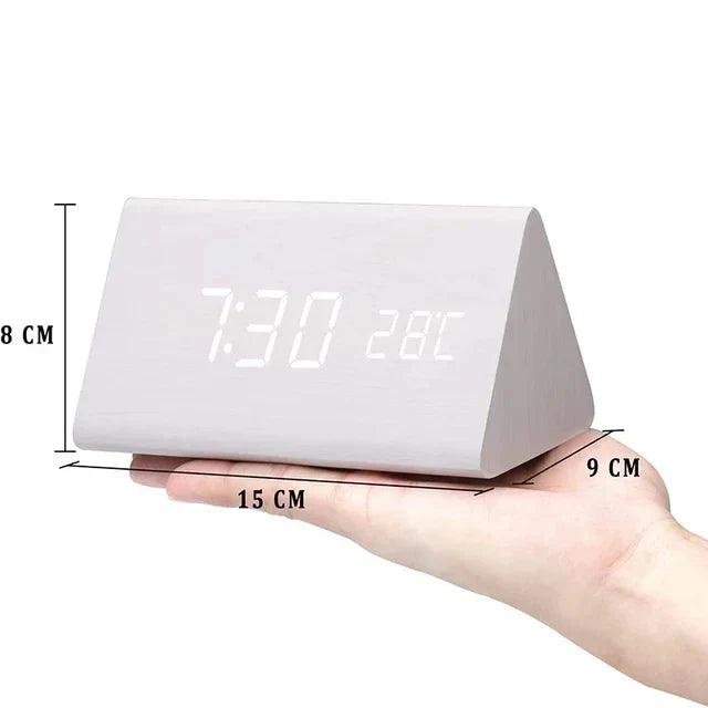 LED smart-vekkerklokke | Moderne stemmestyrt design i tre
