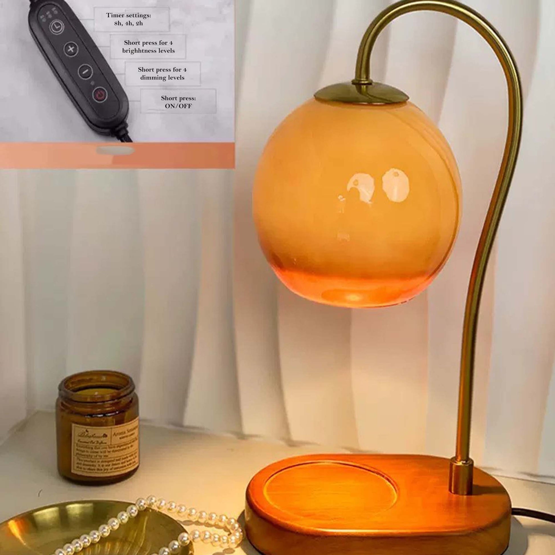 Bordlampe med lysvarmer | Justerbar flammefri vokssmeltelampe