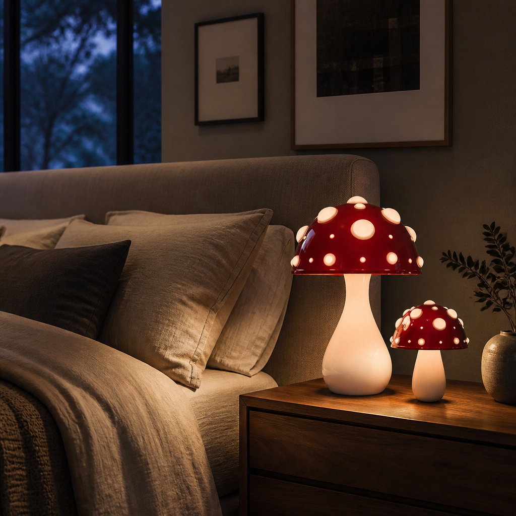 LED-soppbordlampe | Moderne Amanita-inspirert lys