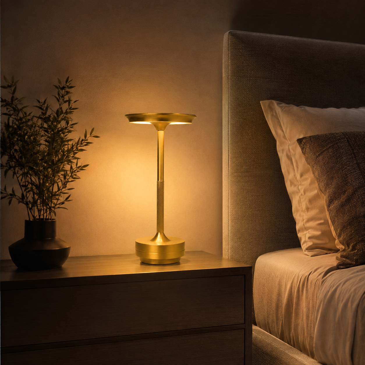 Dimbar trådløs bordlampe | Moderne metalldesign