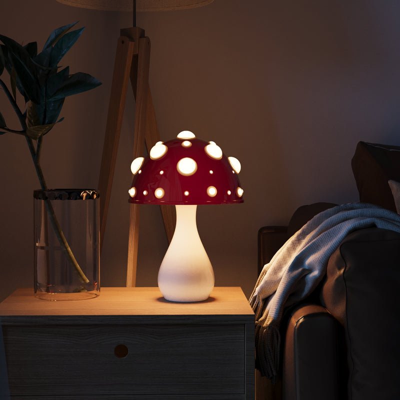 LED-soppbordlampe | Moderne Amanita-inspirert lys