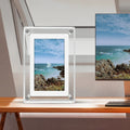 ClearFrame digital fotoramme i akryl | Bærbar IPS-skjerm med innebygd batteri