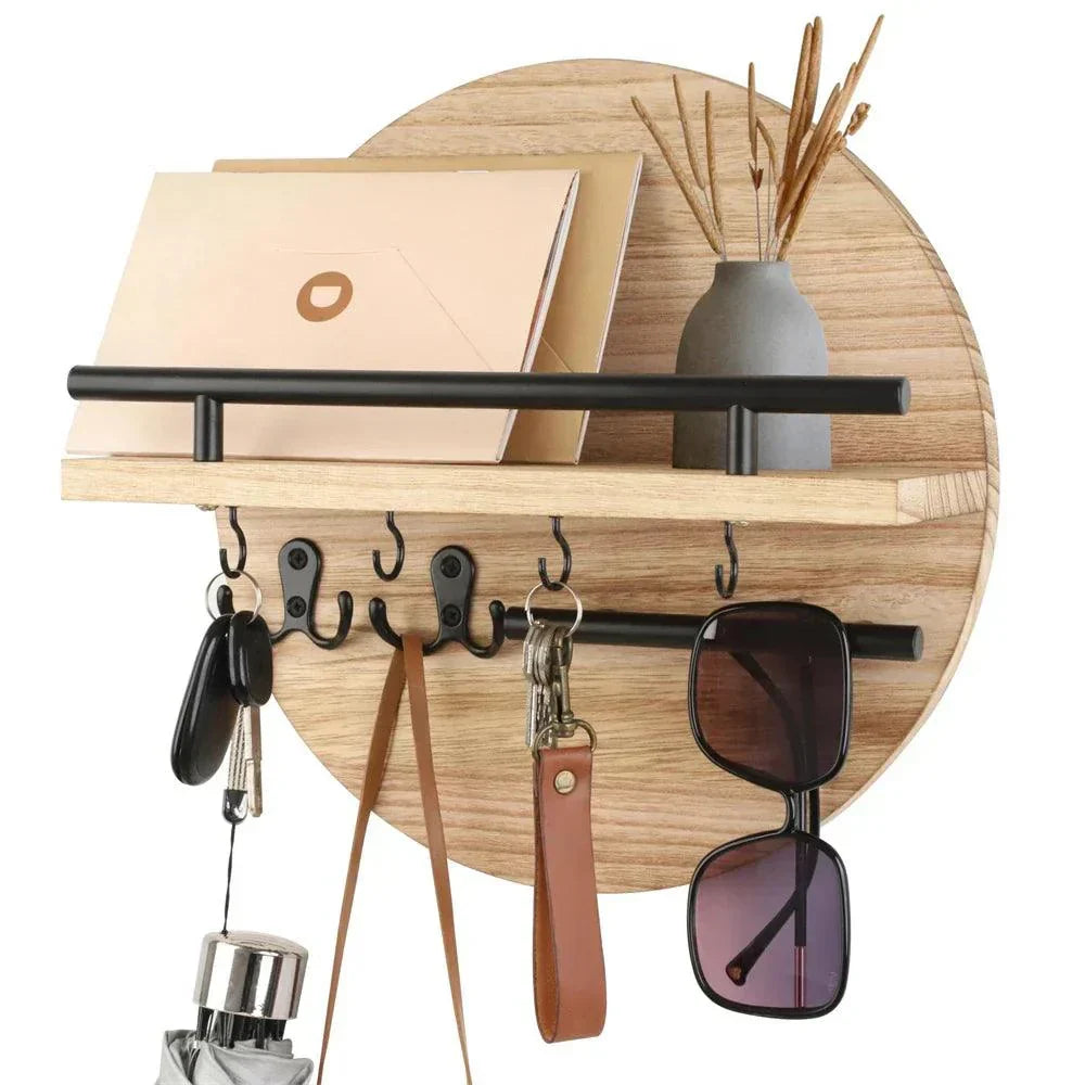 Round Wooden Key Holder | Stylish and Eco-Friendly Wall Organizer