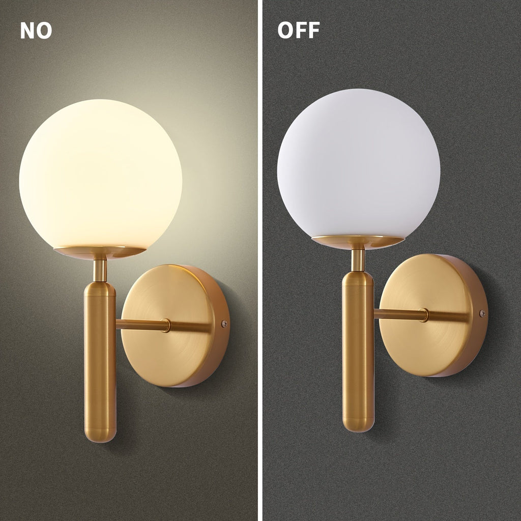 Moderne glasskule vegglampe | Polert metallarmatur, semi-innfelt