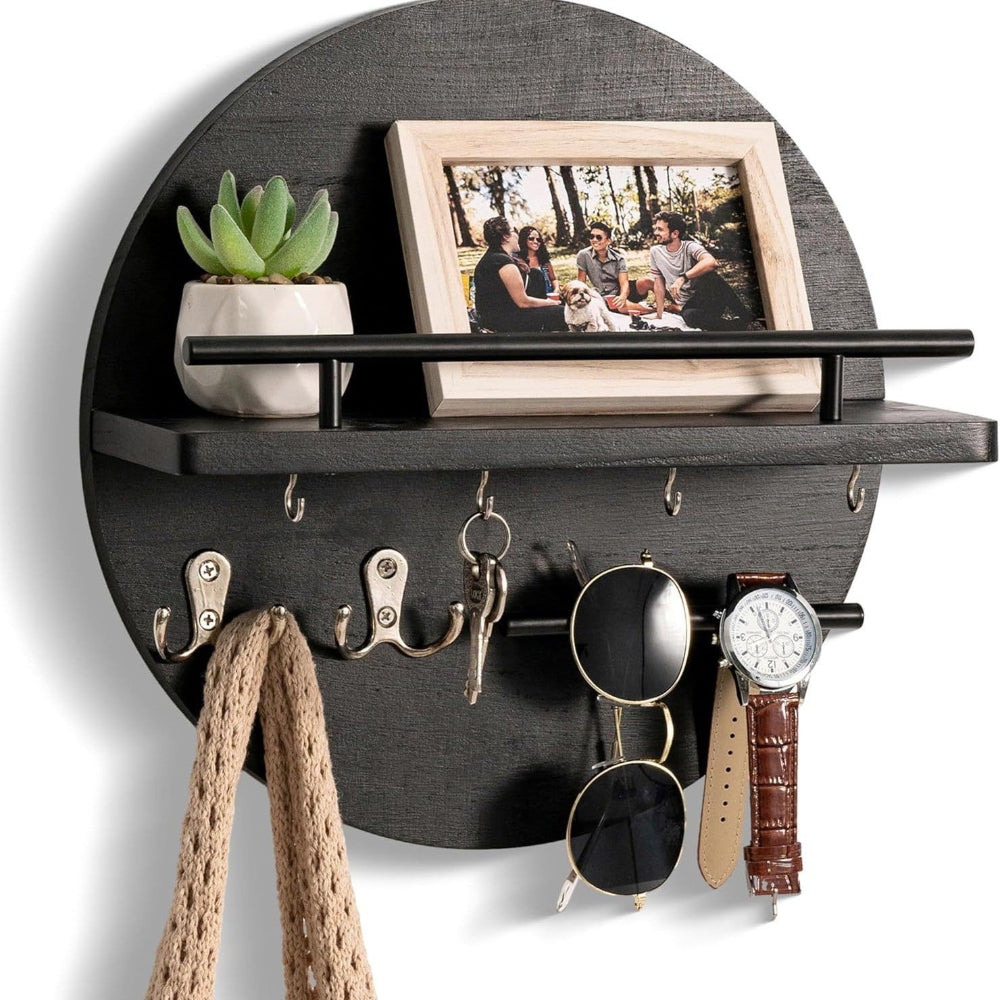 Round Wooden Key Holder | Stylish and Eco-Friendly Wall Organizer