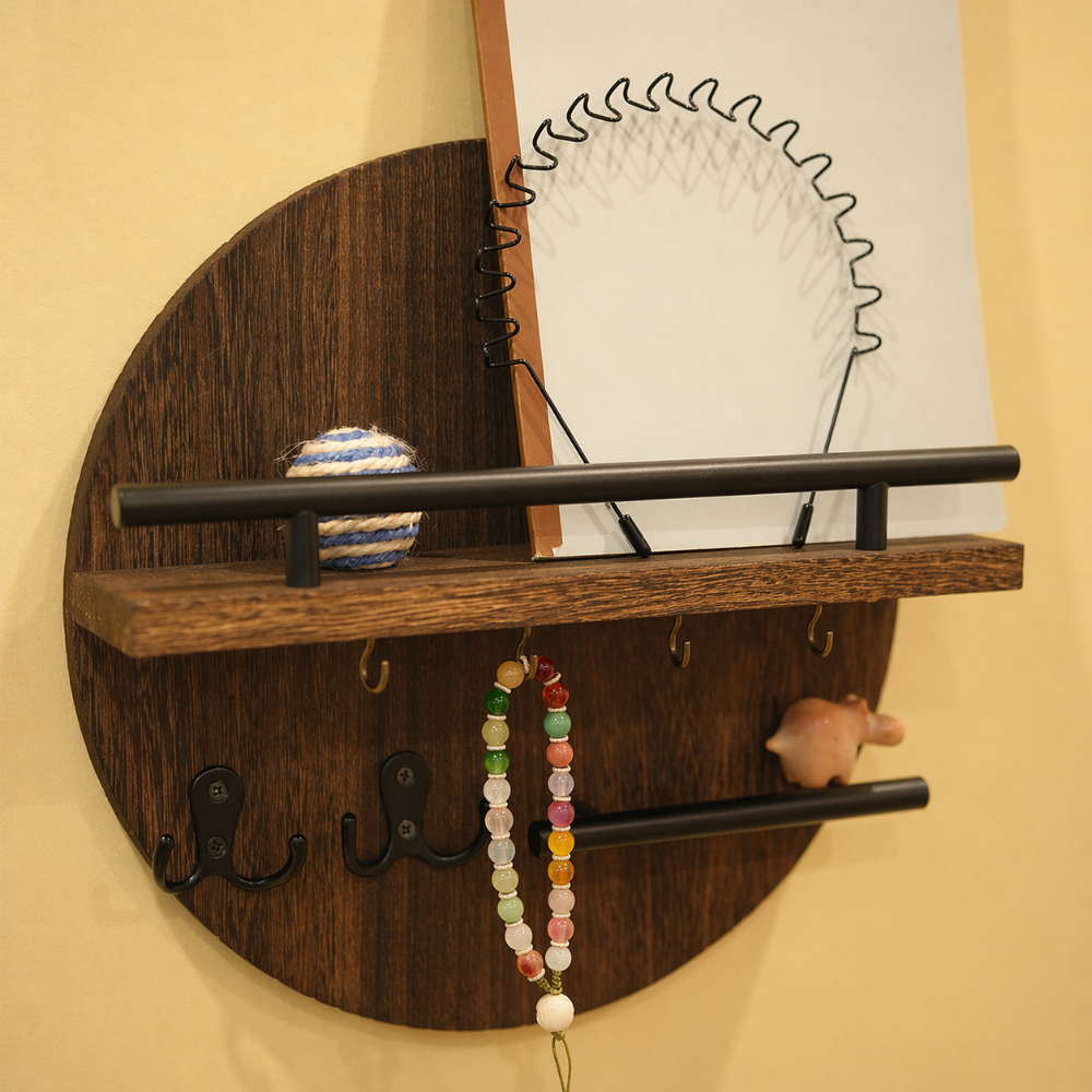 Round Wooden Key Holder | Stylish and Eco-Friendly Wall Organizer
