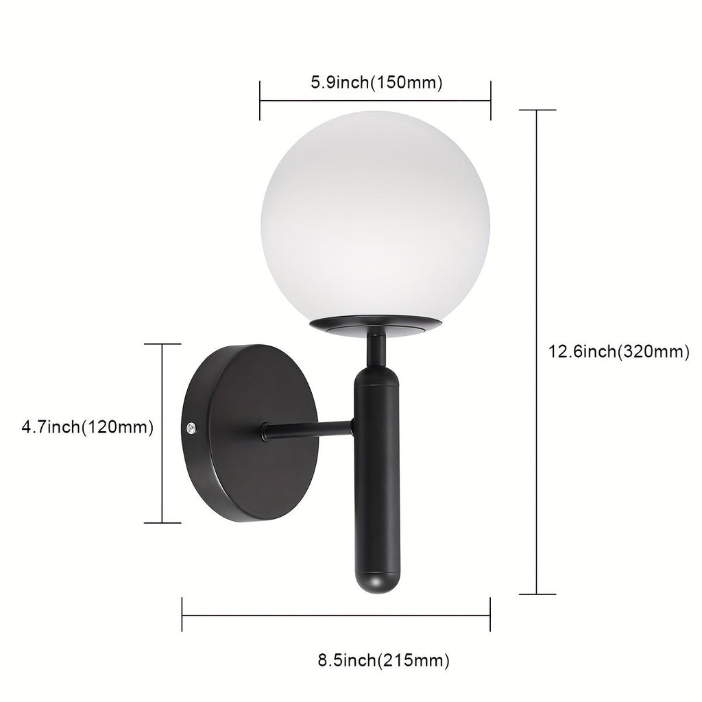 Moderne glasskule vegglampe | Polert metallarmatur, semi-innfelt