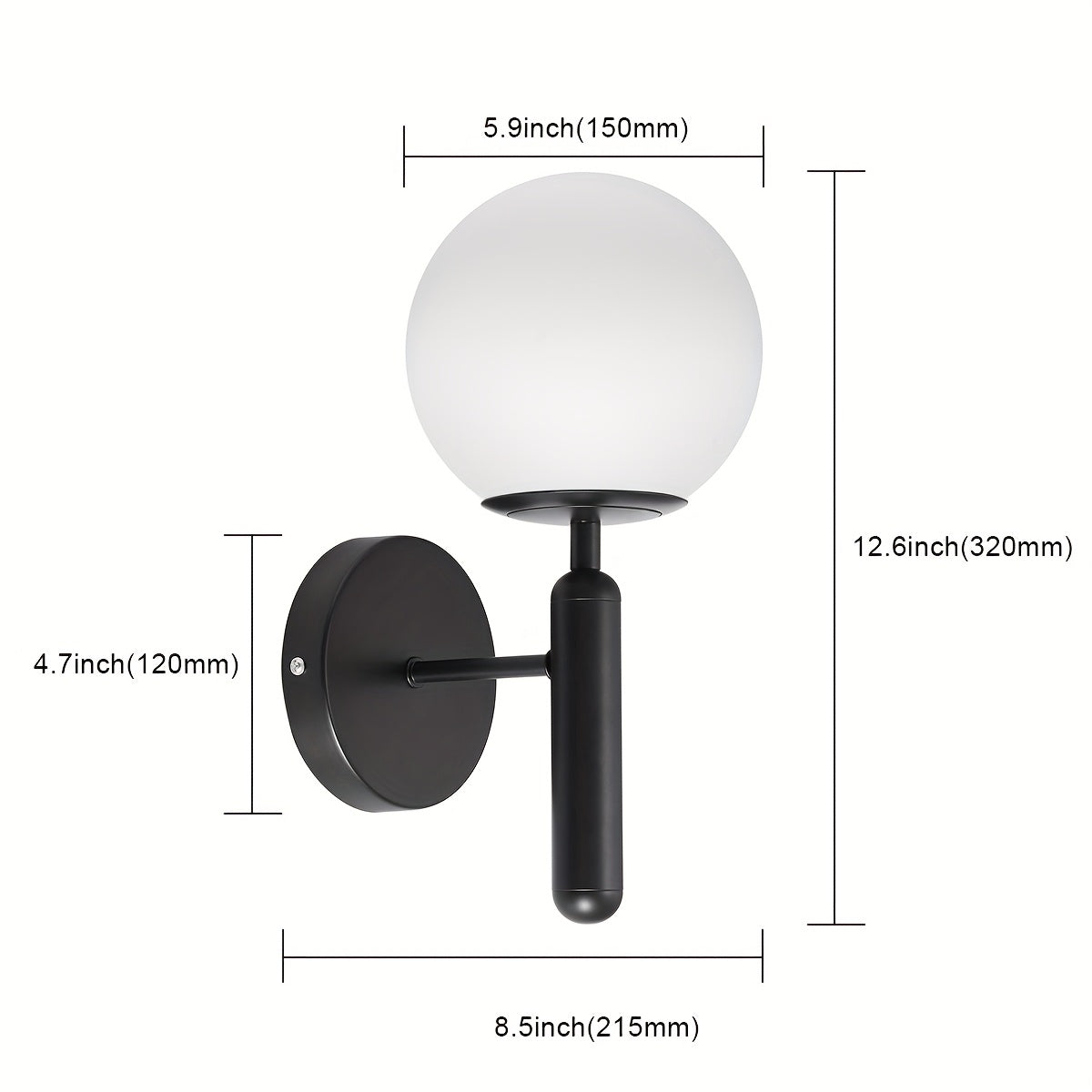 Moderne glasskule vegglampe | Polert metallarmatur, semi-innfelt