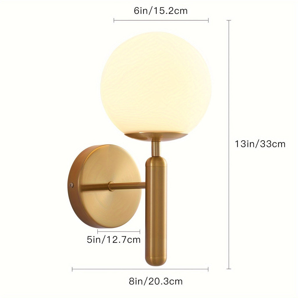 Moderne glasskule vegglampe | Polert metallarmatur, semi-innfelt