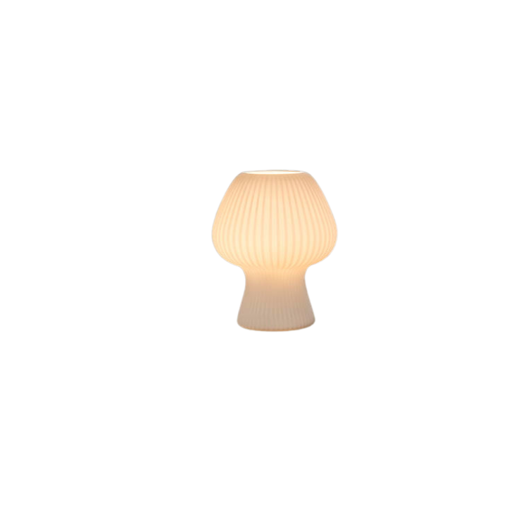Vintage nattbordslampe | Riflet glass soppformet lampe