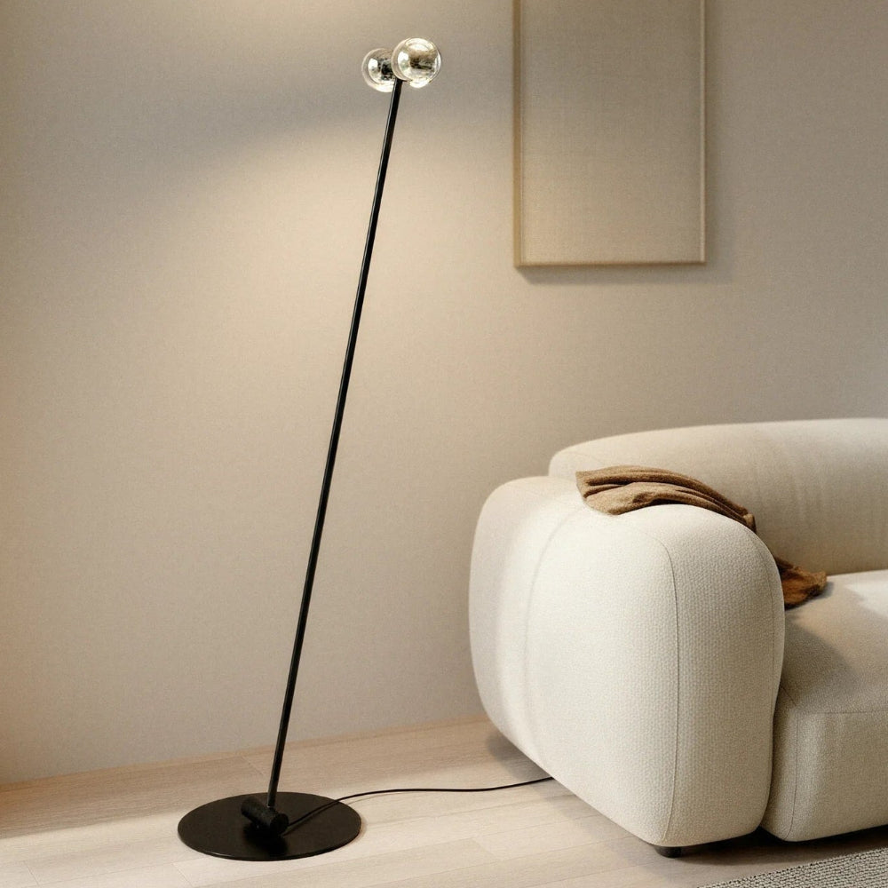 Gulvlampe med to lyskilder | Moderne buet design