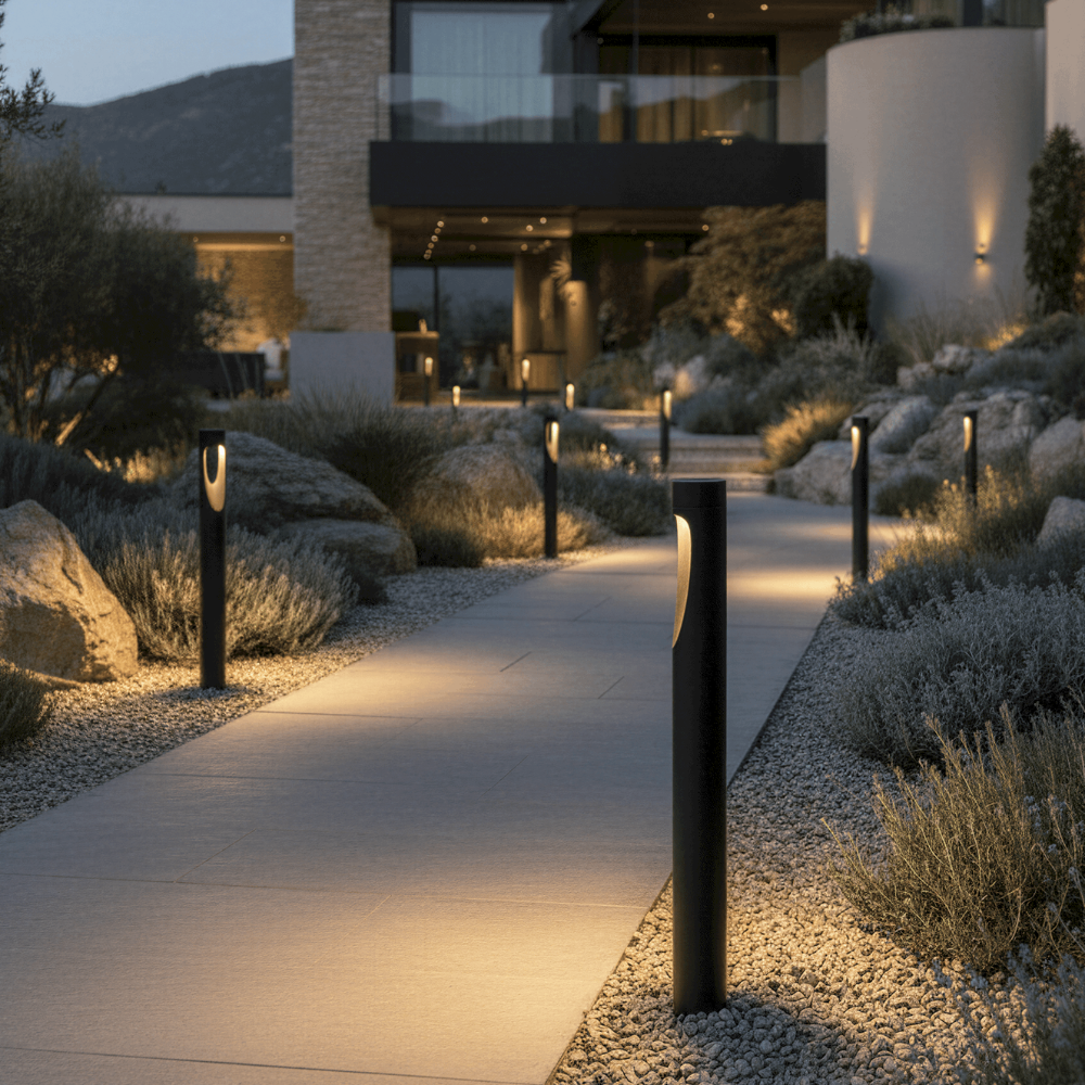 Outdoor floor lamp | Weatherproof LED with high round base
