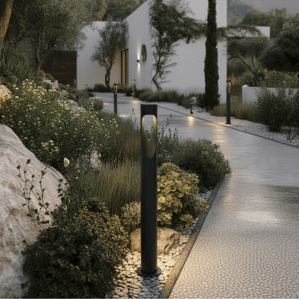 Outdoor floor lamp | Weatherproof LED with high round base