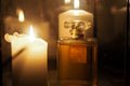 Amber glass jar candle