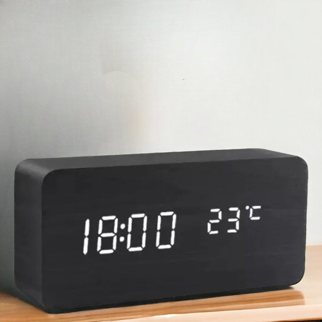 LED smart-vekkerklokke | Moderne stemmestyrt design i tre
