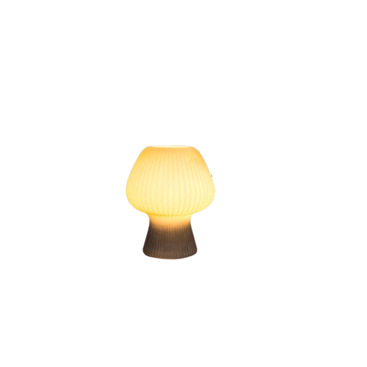 Vintage nattbordslampe | Riflet glass soppformet lampe